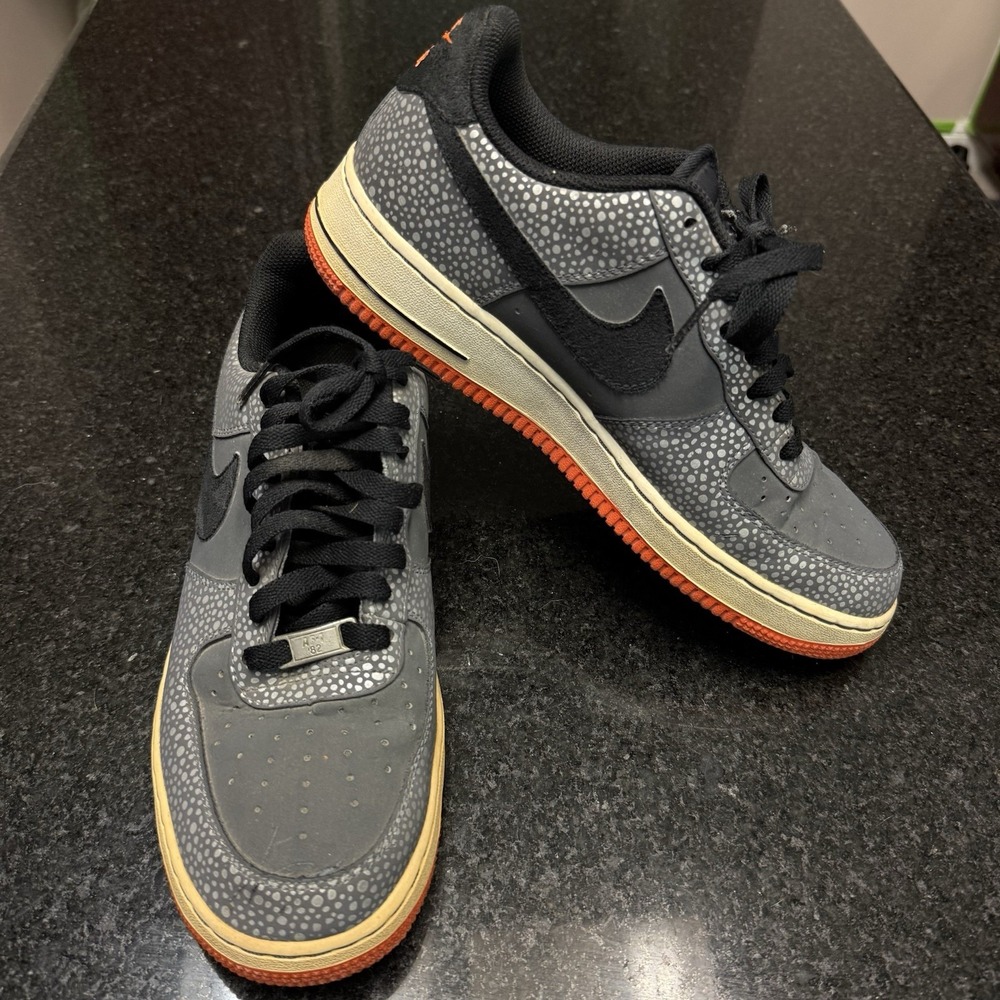 👟🔥 Nike Air Force 1 Low Safari Dark Grey Orange 488298-079 Mens Size 8.5